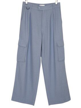 LNA Clothing Linen Blend Cargo Pants Wide Leg High Waist Light Blue S